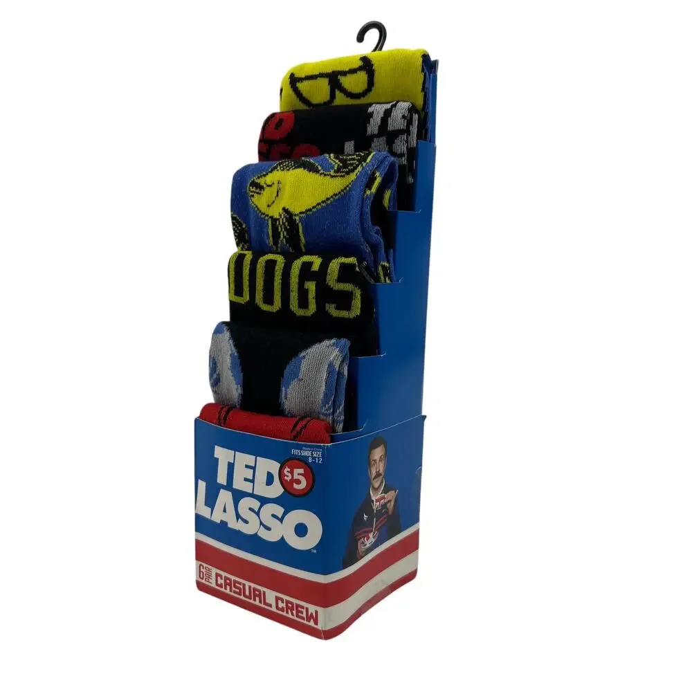 Hyponline Ted Lasso Socks Mens 8-12 Multicolor Casual Crew Stretch 6 Pair Set‎